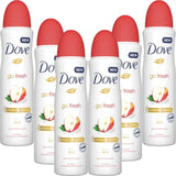 North Point Dove Anti-Perspirant Deodorant 48h Spray, 150 ml, Pack of 6, offers long-lasting odor protection and moisturizing cream with a refreshing apple and white tea scent.
