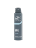 A gray spray can of North Point Dove Men+Care 48H Antiperspirant Deodorant Spray, featuring white and light blue text, delivers reliable sweat protection for men.