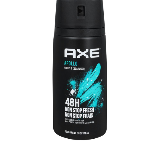 A 150ml can of North Point Axe Deodorant offers 48H non-stop fresh protection with a citrus and cedarwood scent. The black can features blue and white text and accents.
