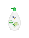 A 1-liter bottle of North Point Dove Body Wash with a green pump, featuring cucumber and green tea images on the white label.