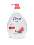 A 1-liter bottle of North Point Dove Body Wash with a red pump, featuring pomegranate and lemon verbena images and labeled NutriumMoisture on the front.