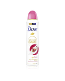 The North Point Dove Advanced Care 250ml Body Spray features a white can with a pink cap, offering 72-hour odor protection and triple moisturising technology for lasting freshness, with pomegranate and lemon verbena imagery.