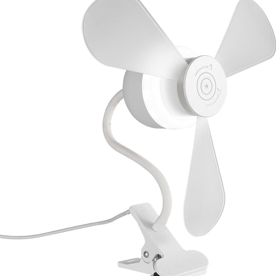 The North Point Clip Light with Fan 11W combines a flexible gooseneck lamp-style neck, three large blades, and a sturdy clamp for attaching to surfaces. The power cord ensures convenient cooling and lighting wherever you need it.