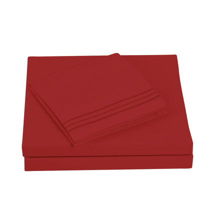 Textilia 3 Piece Bedsheet Set in burgundy showcasing meticulous layering of the fitted sheet, flat sheet, and pillowcase tailored for twin size beds.