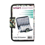 The Smart Essentials Floral 14-Day Pill Case Box with 4 Marked Compartments offers discreet, travel-friendly storage for medications, featuring clear sections for morning, noon, evening, and bed—ideal for convenient organization.