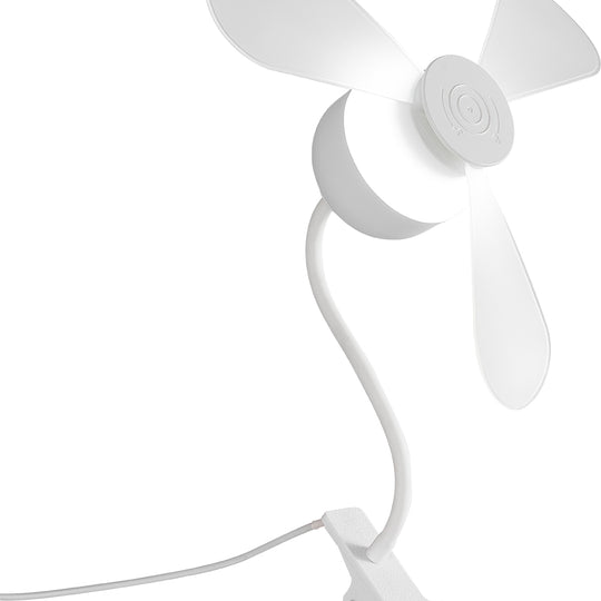 The North Point Clip Light with Fan 11W combines a flexible gooseneck lamp-style neck, three large blades, and a sturdy clamp for attaching to surfaces. The power cord ensures convenient cooling and lighting wherever you need it.