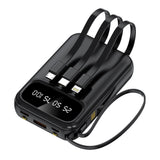 The North Point 2 Pack 5000mAh Portable Power Bank in black features built-in cables with multiple connectors, an LED display, and flashlight.