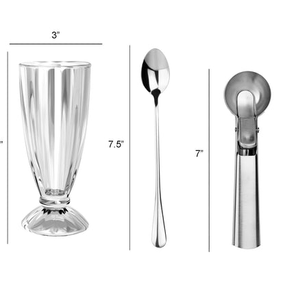 Le Regalo® 9 Piece Ice Cream Set Displaying Sizes