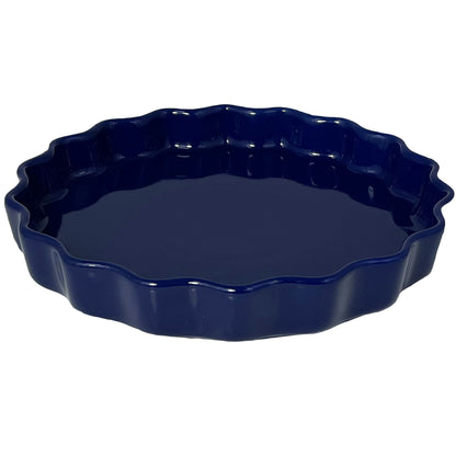 Le Regalo® navy blue stoneware pie dish displaying on a white background.