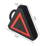 The American Builder 33 Piece Roadside Emergency Kit features a black, triangular case with a red reflective triangle, side handle, and measures 3.25 thick, 12.25 tall, and 13.25 wide. Brand: American Builder.