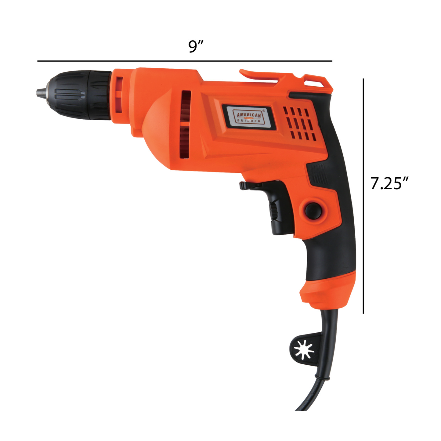 American Builder® Electric Drill showing size 9" x 7.25"