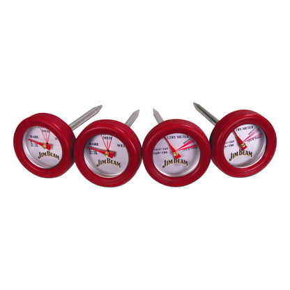 Jim Beam 4 Piece Mini Thermometer Set displaying on a white background.