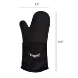 The Jim Beam Silicone Grilling Mitten, featuring the Jim Beam logo in white on the cuff, measures 7.5 wide by 14.5 long and is displayed on a white background with dimension lines.