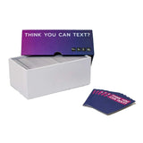The Think You Can Text? – Hilarious Adult Party Game of Awkward Texts & Savage Replies by Think You Can Text features a white box with cards on a purple and pink gradient—perfect for spicing up your next game night.