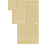 The Textilia Set of 6 Bath Towels in beige includes quick-dry towels in 12x12, 16x28, and 27x54 sizes, each with a unique border pattern for added style and practicality.